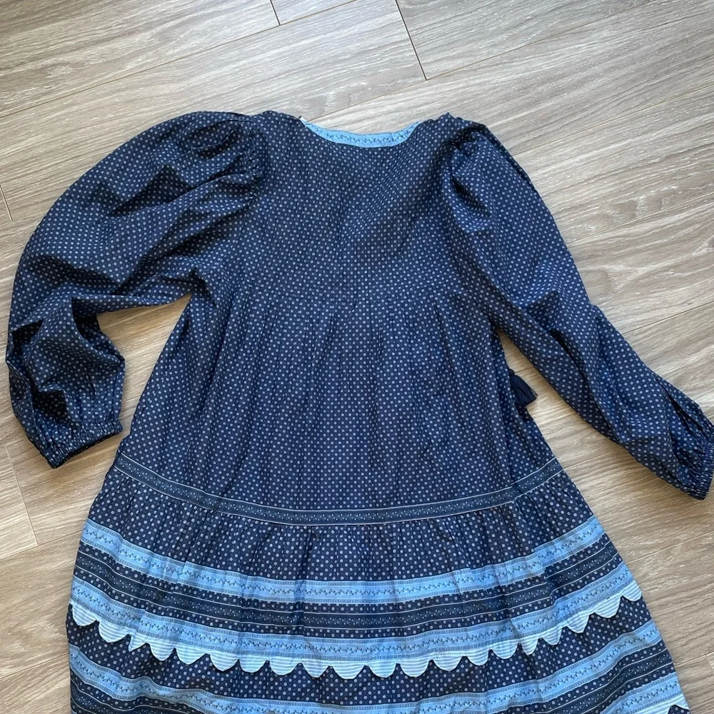 Sea New York Palmer Tunic Dress Sz S EUC Blue Long Sleeve 100% Cotton - Picture 14 of 15